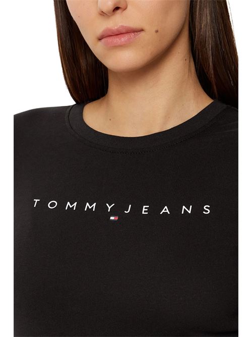 T-shirt manica lunga nera in cotone Tommy Jeans | DW0DW19434BDS